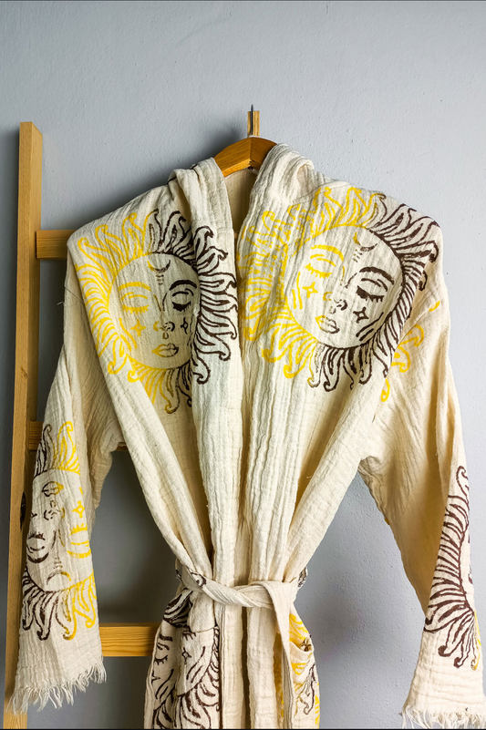 Turkisk Badrock | Unikt Diamantmönster i Solgul