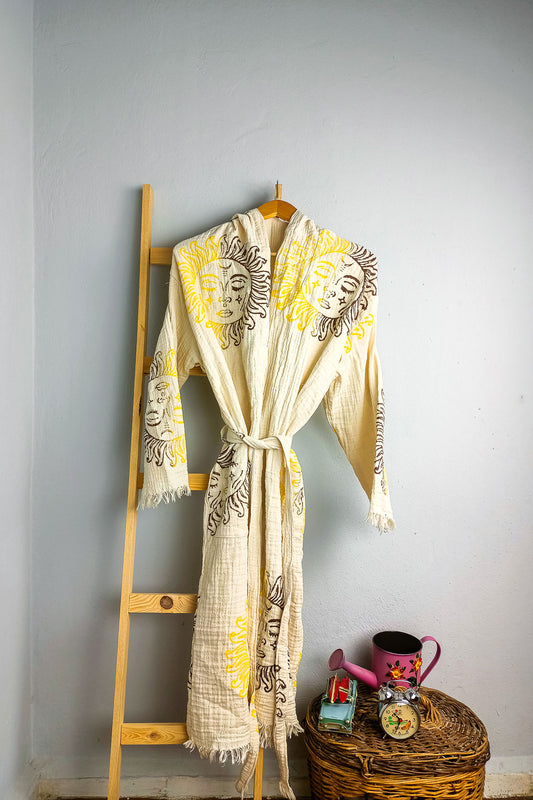 Turkisk Badrock | Unikt Diamantmönster i Solgul